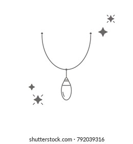 Chain icon. Necklace with pearl. Jewelry icon
