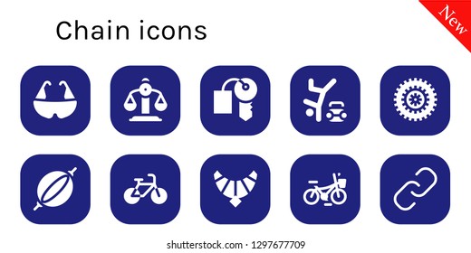  chain icon set. 10 filled chain icons. Simple modern icons about  - Bicycle, Balance, Hotel key, Hip hop, Punching bag, Jewel, Hyperlink