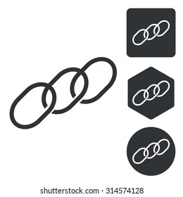 Chain icon set, monochrome, isolated on white