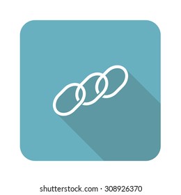 Chain icon, square, with long shadow, isolated on white