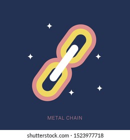 Chain Icon in trendy flat style isolated on blue background. Minimal flat icon
