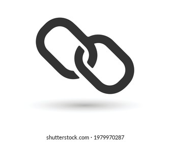 Icono de cadena en estilo plano de moda aislado en fondo blanco. Símbolo de conexión para el diseño del sitio web, logotipo, aplicación, interfaz de usuario. Ilustración del vector, EPS 10.
