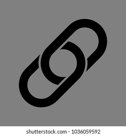 Chain icon. Vector. Black icon on medium gray background. Isolated.
