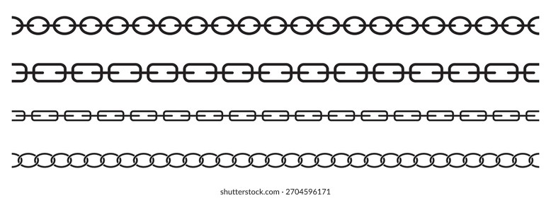 Chain icon. Vector connection concept. Set of chain vector signs or symbols. Minimalistic chain different types vector icon set. Chain type and option vector design. 
