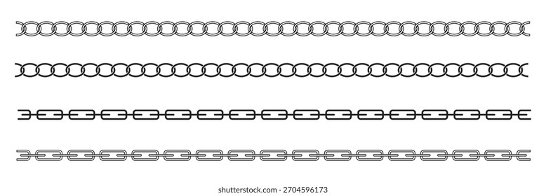Chain icon. Vector connection concept. Set of chain vector signs or symbols. Minimalistic chain different types vector icon set. Chain type and option vector design. 