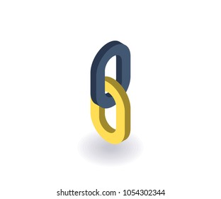 Chain icon, vector illustration in flat isometric 3D style.