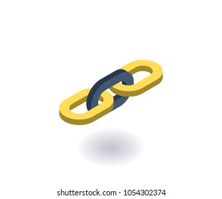 Chain icon, vector illustration in flat isometric 3D style.