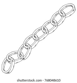 Chain icon. Vector illustration of a metal chain. Hand drawn metal chain.