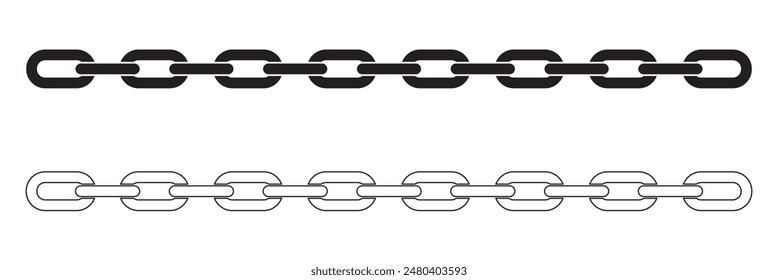 Vector de icono de cadena aislado. Concepto de conexión de Vector. Icono de cadena sólida. Conjunto de signos o símbolos de Vector de cadena.