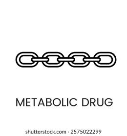 A chain icon in vector, representing metabolic bonds or structural integrity, with an editable stroke.