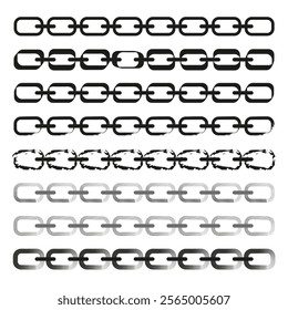 Chain icons. Linked shapes vector. Metal connection symbol. Outline illustration. - Powered by Shutterstock - Get 15% off with code: PIKWIZARD15