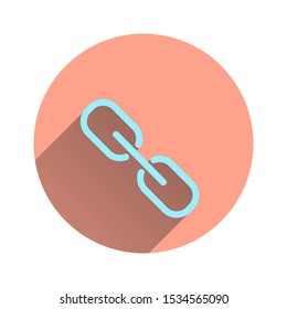chain illustration, link icon, URL input button with a round frame and isolated white background.