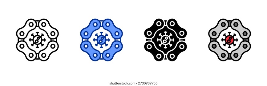 Conjunto de iconos de cadena de infección colección de estilo múltiple