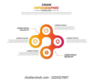 chain infographic design with 4 steps for data visualization, diagram, annual report, web design, presentation. Vector business template
