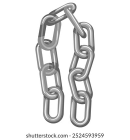 Chain with iron links vector illustration. Detention or imprisonment, ban and arrest, restriction of freedom, constraint symbol. Obsolete heavy irons, silver jail chain, criminal design object