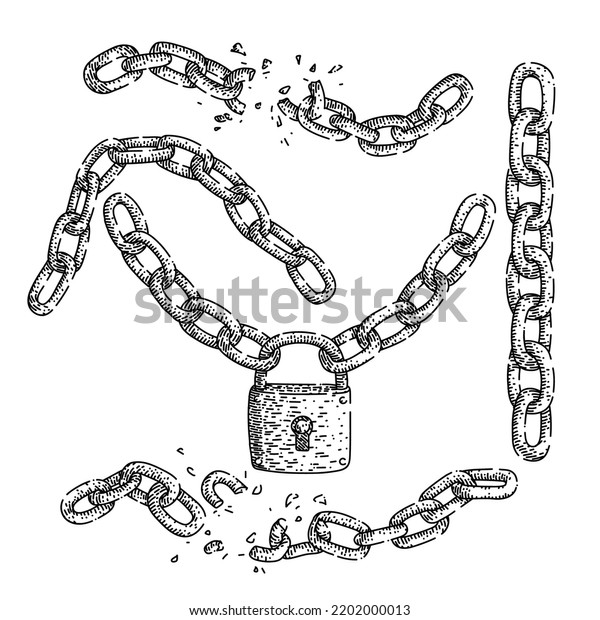 Chain Iron Set Hand Drawn Vector Stock Vector (Royalty Free) 2202000013 ...