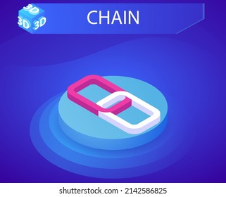 Chain isometric design icon. Vector web illustration. 3d colorful concept