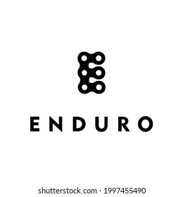 chain with letter e for enduro mountains bike extreme sport logo design vector