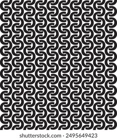 Chain like intertwined repeat pattern, comprised of semi circular interlocking shapes