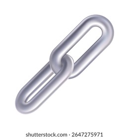 Chain link 3d render, abstract connect blockchain icon. Attach file, bond pay, lock digital payment. Two connected rings isolated, share payment button. Partner block hyperlink, fintech valuable data