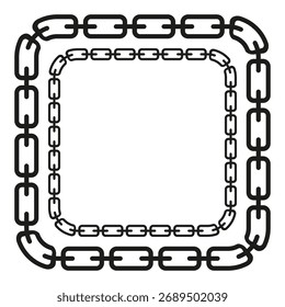 Borda do enlace da cadeia. Elemento de quadro quadrado. Vetor de padrão geométrico. Decoração em branco preto. EPS 10.