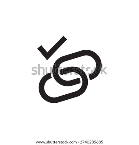 Chain link with a checkmark representing verified links and security.