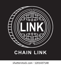 chain link coin Cryptocurrency  icon with black background