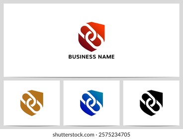 Chain Link Connect Shield Protect Safe Logo Design