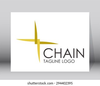 Chain link connection gold logo element design vector shape icon symbol business abstract company 