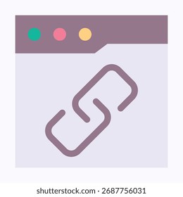 Chain Link Connection Icon in Browser Interface, Isolated Vector Flat Style Icon. 