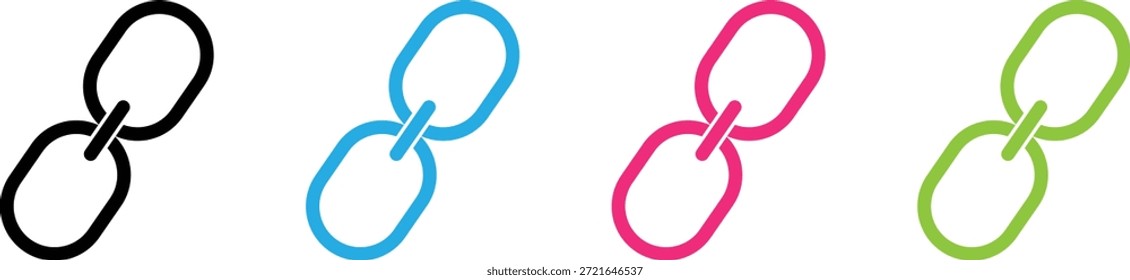Iconos de conexión de Enlace de cadena establecidos en varios Colores de estilo de contorno