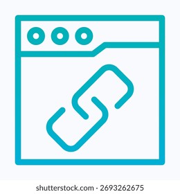 Icono de Vector de estilo de degradado lineal aislado de ventana de conexión de Enlace de cadena