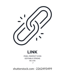 Chain link editable stroke outline icon isolated on white background flat vector illustration. Pixel perfect. 64 x 64.