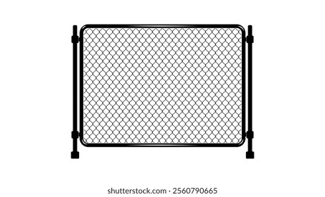 Chain link fence, black isolated silhouette