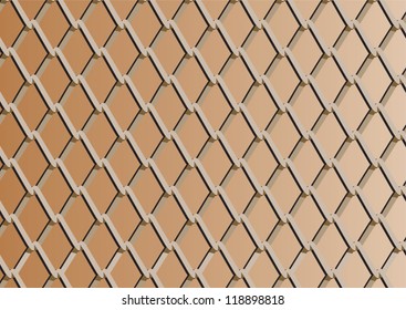 Chain link fence with copper background; vector