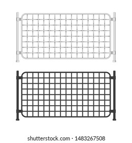 Chain link fence. Fences made of metal wire mesh on white background. Wired Fence pattern in realistic style. Mesh-netting. Vector illustration EPS 10.