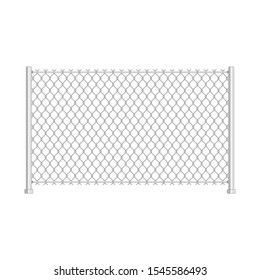 Chain link fence. Fences made of metal wire mesh on white background. Wired Fence pattern in realistic style. Mesh-netting. Vector illustration EPS 10.