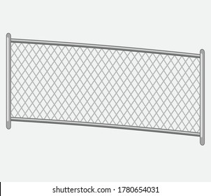 Chain link fence. Fences made of metal wire mesh on white background. Wired Fence pattern in realistic style. Mesh-netting