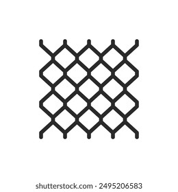 Chain link fence, linear style icon. common type of perimeter fencing. Editable stroke width.