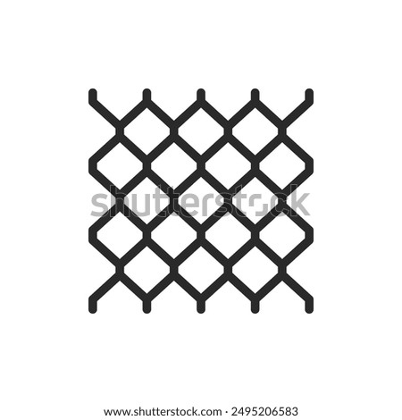 Chain link fence, linear style icon. common type of perimeter fencing. Editable stroke width.