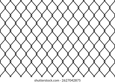 Corrente cerca padrão sem costura. Malha com fio de cerca de aço, padrão sem costura. Design de cerca de corrente em um fundo branco. Vetor