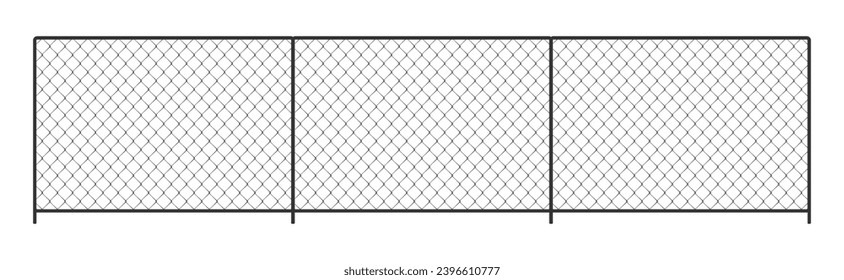 Chain link fence vector isolated on white , Metal Wire Fence.