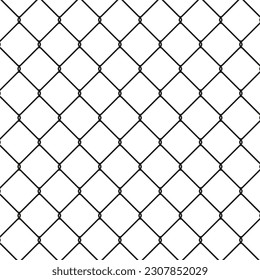 alambre de alambre de eslabón de cadena de acero aislado. Puerta de diseño de arte hecha. Barrera penitenciaria, propiedad segura. Ilustración vectorial.