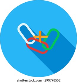 Chain, link, gear, connect icon vector image. Can also be used for seo, digital marketing, technology. Suitable for use on web apps, mobile apps and print media.