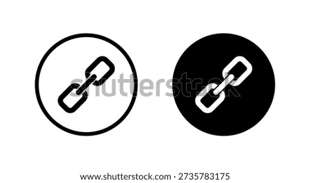 Chain link icon in black circle. Hyperlink symbol