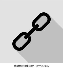 chain link icon - black illustration with long shadow
