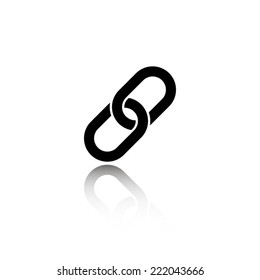 chain link icon - black vector illustration with reflection
