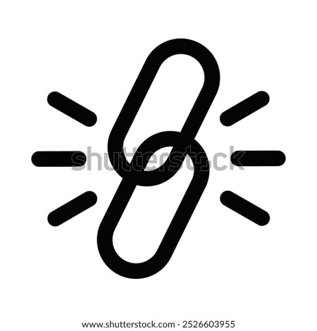 Chain link icon in a bold black outline. Vector illustration representing connection, link, or security. Editable stroke