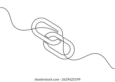 Chain link icon continuous one line drawing isolate outline vector illustration