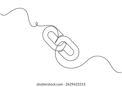 Chain link icon continuous one line drawing isolate outline vector illustration